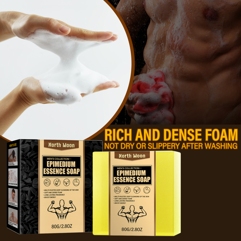 North Moon Epimedium Essence Soap, Deep Cleansing Body Skin Foam Soft Fragrance Refreshing Bath Soap - Image 2