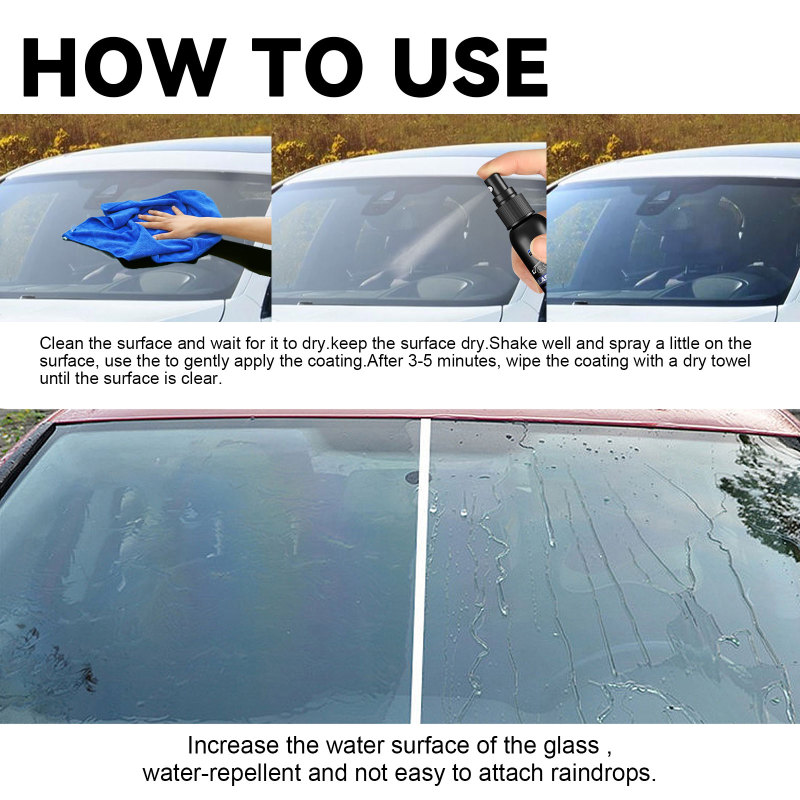 Rayhong Car Windshield Water Repellent Agent (30ml) Defogging, Cleaning And Water Repellent For Car Windows And Rearview Mirrors - Image 5