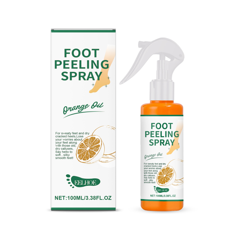 EELHOE  Foot Exfoliating Care Spray, Green Tea Citrus Calluses Heel Elbow Knee Exfoliating Dead Skin