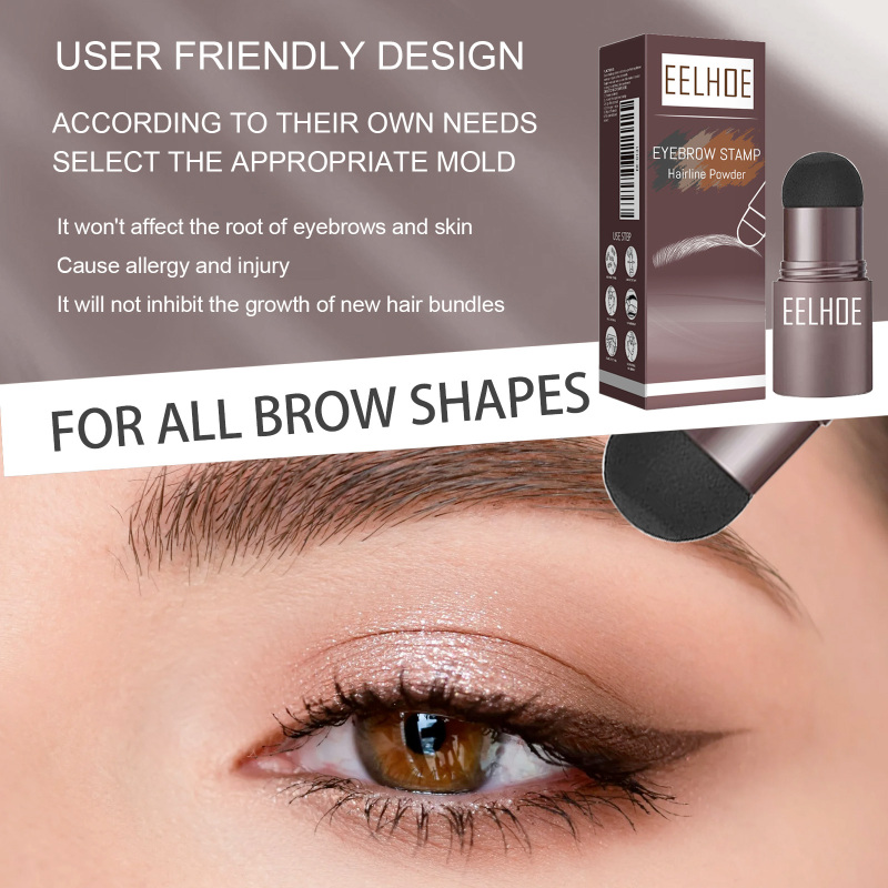 EELHOE Eyebrow Print Mold Eyebrow Drawing (Medium Brown Set) Lazy Eyebrow Filling Makeup Eyebrow Cake Waterproof Hairline Powder - Image 6