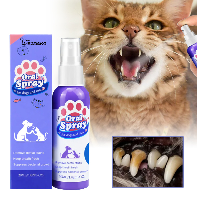 Yegbong Tooth Cleaning Spray For Cats And Dogs, Remove Tooth Stains Fresh Breath Pets Oral Care Spray - Image 2