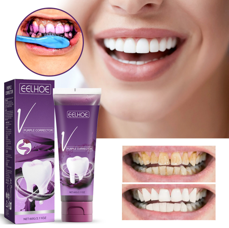 EELHOE V34 Purple Tone Cleaning Toothpaste Gently Cleans Teeth Tartar Stains Breath Odor Fresh Mouth Care - Image 2