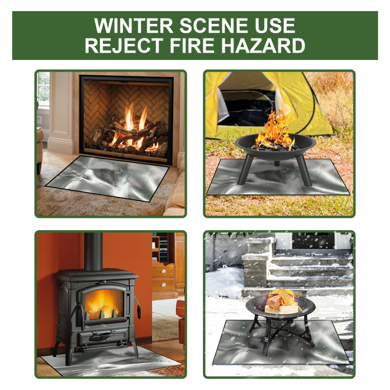 Yegbong Fireproof Mat, Outdoor Lawn Terrace Barbecue Fireproof Silver Rectangular Protective Mat - Image 3