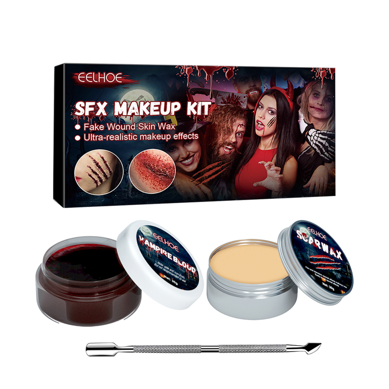 EELHOE SFX Makeup Kit, Makeup Props Scar Makeup Scary Atmosphere Party Makeup Set