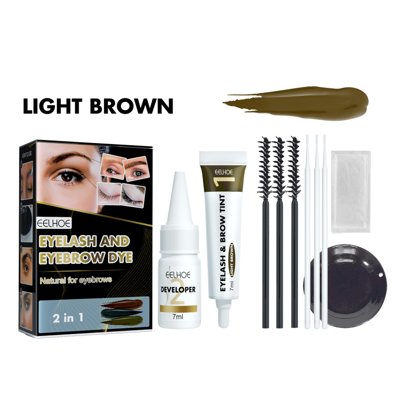 EELHOE Eyebrow And Eyelash Dyeing Set Anti-Perspiration, Non-Fading, Non-Smushing 2-In-1 Eyelash And Eyebrow Dyeing Set - Image 2