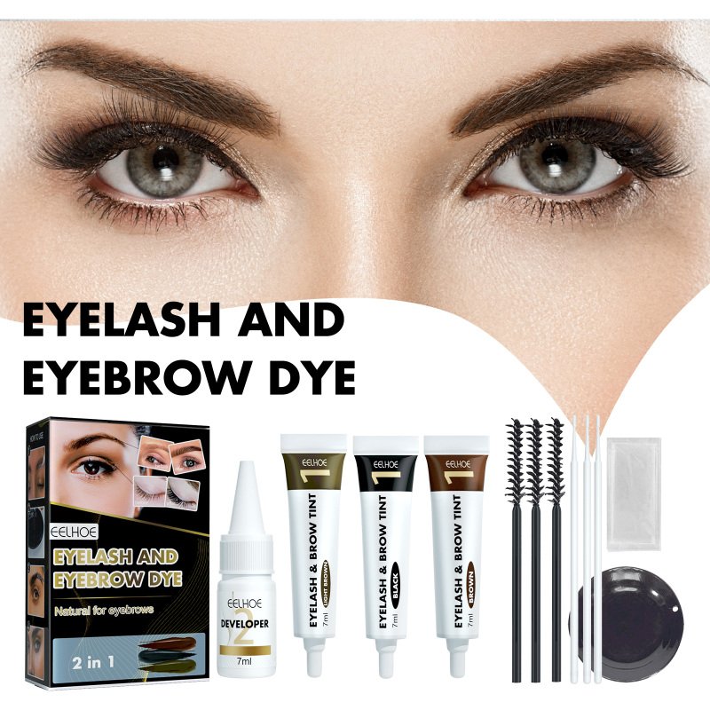 EELHOE Eyebrow And Eyelash Dyeing Set Anti-Perspiration, Non-Fading, Non-Smushing 2-In-1 Eyelash And Eyebrow Dyeing Set - Image 3