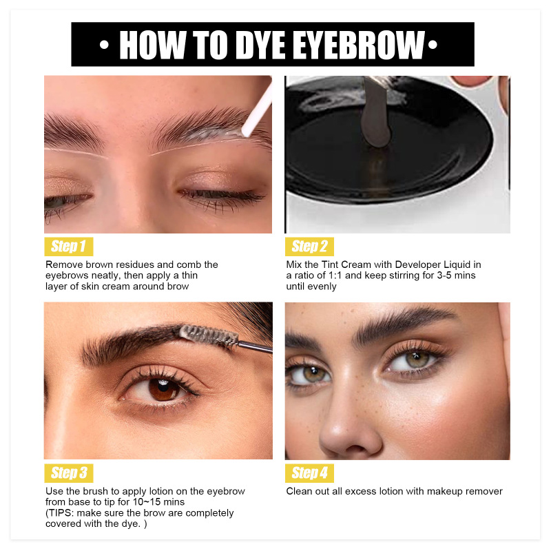 EELHOE Eyebrow And Eyelash Dyeing Set Anti-Perspiration, Non-Fading, Non-Smushing 2-In-1 Eyelash And Eyebrow Dyeing Set - Image 6