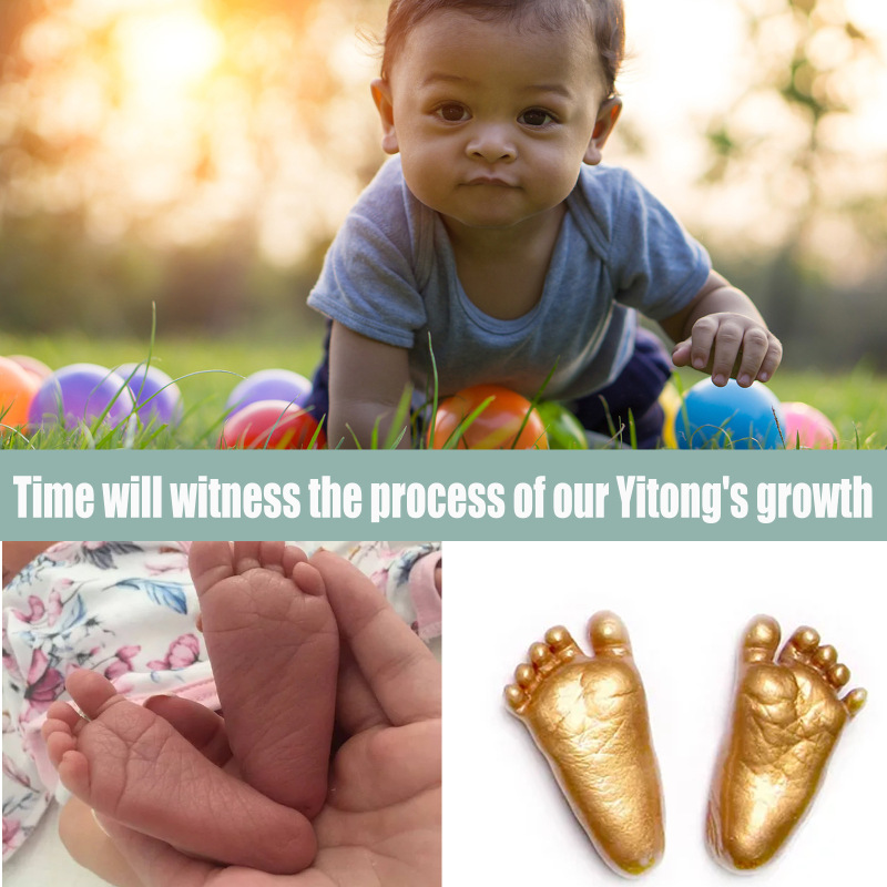 AMZ Baby Hand Model Powder Set, Baby One Hundred Days Souvenir Creative 3D Hand Footprint Clone Model Powder - Image 4