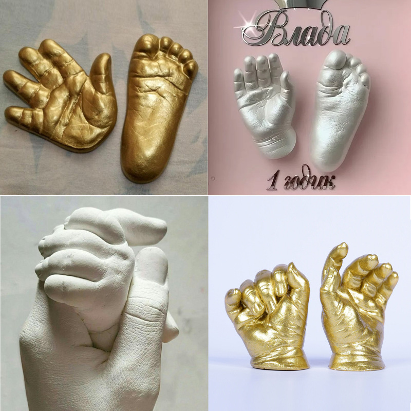 AMZ Baby Hand Model Powder Set, Baby One Hundred Days Souvenir Creative 3D Hand Footprint Clone Model Powder - Image 5