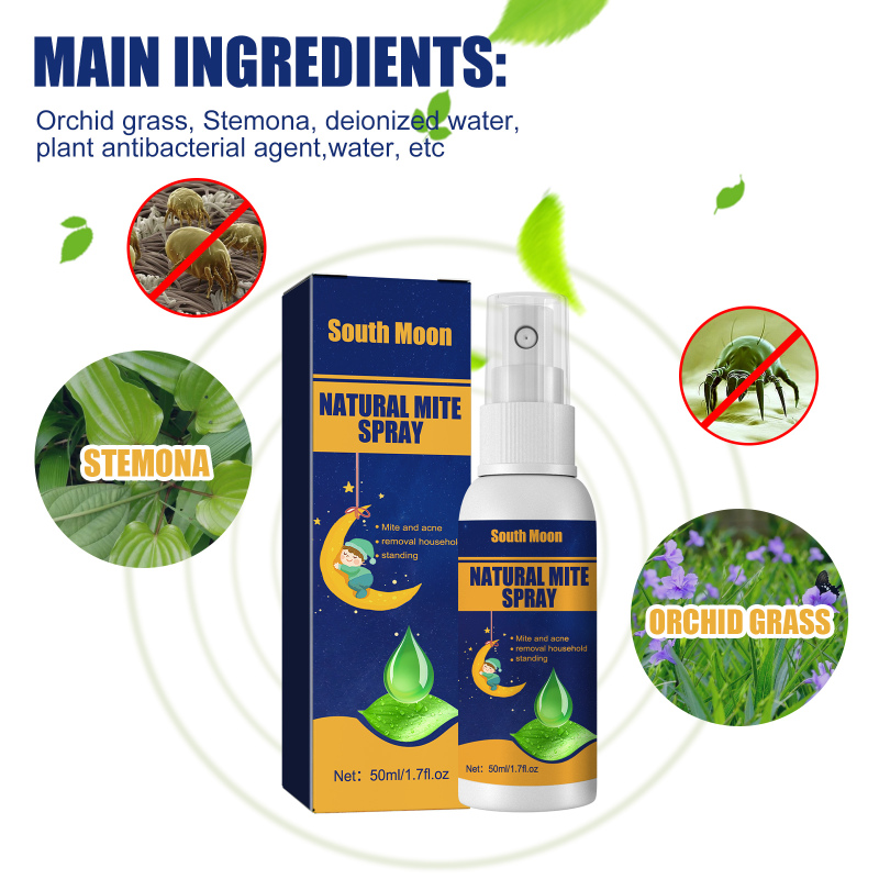 South moon Natural Mite Spray, Home Bedroom Sofa Quilt Cloth Removal Mite And Lice Egg Spray - Image 5