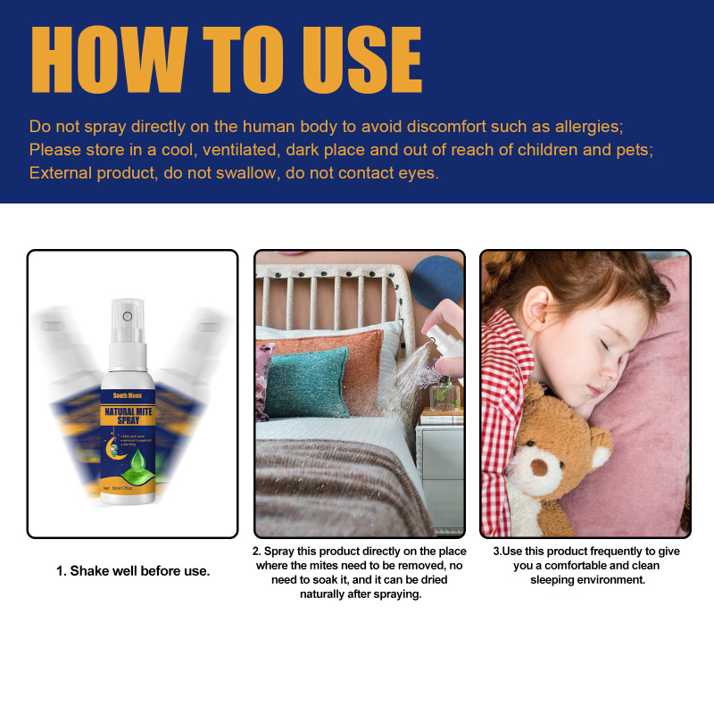 South moon Natural Mite Spray, Home Bedroom Sofa Quilt Cloth Removal Mite And Lice Egg Spray - Image 6