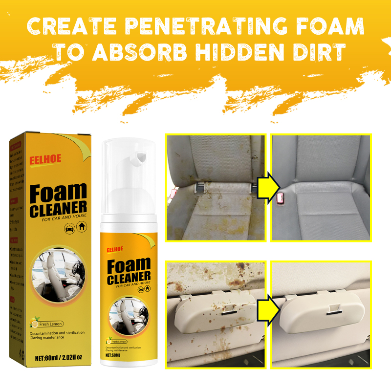 EELHOE Foam Cleaner, Leather Seat Supplies Decontamination Multi-Functional Interior Cleaner - Image 3