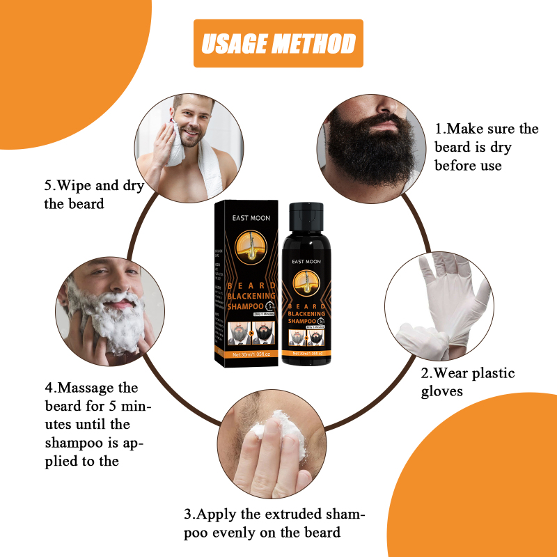 East Moon Shampoo Men's Hair Cleansing Moisturizing Massage Treatment Smoothing Dark Hair Shampoo - Image 6