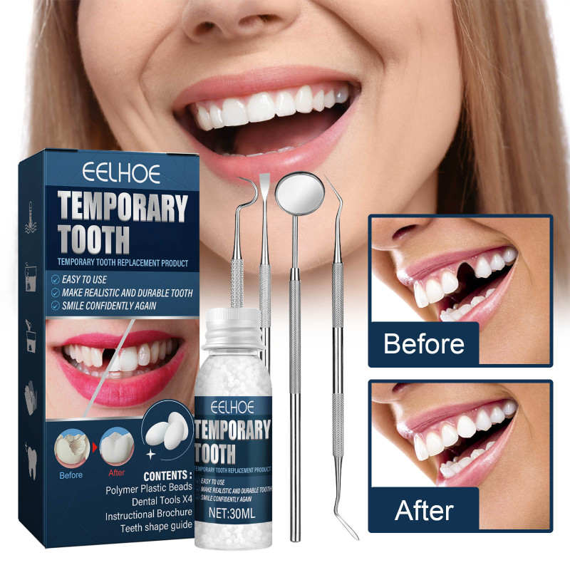 EELHOE Denture Decorative Teether Set, Halloween Vampire Makeup Dress Up Fake Tooth Glue Teeth Props - Image 2