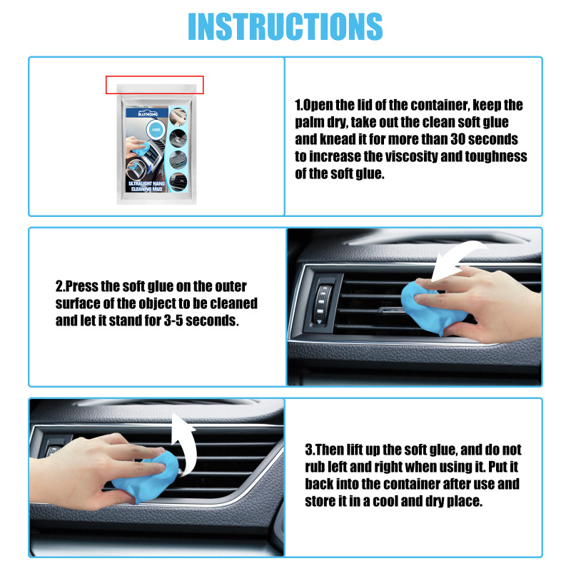 Rayhong Car Cleaning Mud, Car Interior Air Outlet Dust Gap Cleaning Multi-Functional Cleaning Mud - Image 6
