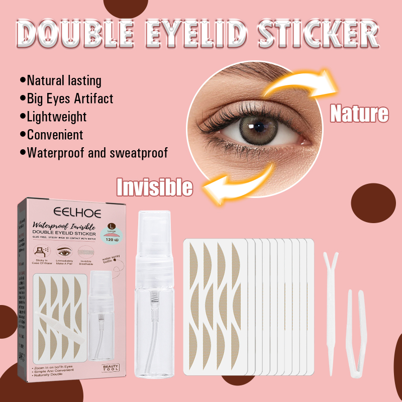 EELHOE Lace Non-trace Double Eyelid Tape, Natural Non-trace Non-glue Lace Double Eyelid Tape - Image 3