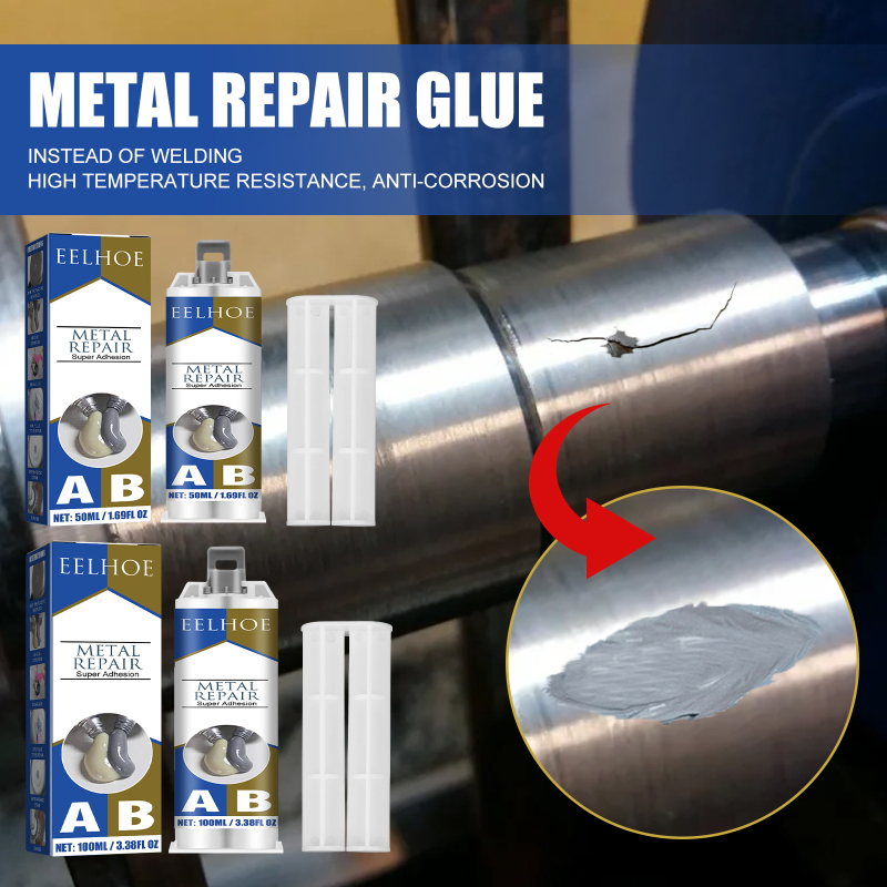 EELHOE Metal Ab Casting Adhesive (50ml) Metal Repair Agent for Filling Cracks, Sealing Leaks, Quick-Drying Cracks and High-Temperature Resistant Welding - Image 2