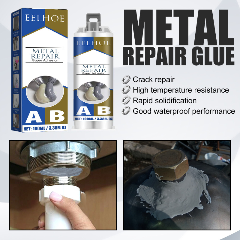 EELHOE Metal Ab Casting Adhesive (50ml) Metal Repair Agent for Filling Cracks, Sealing Leaks, Quick-Drying Cracks and High-Temperature Resistant Welding - Image 3