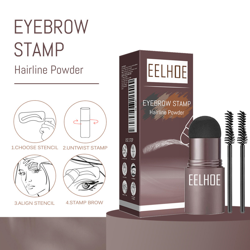 EELHOE Eyebrow Print Mold Eyebrow Drawing (Medium Brown Box) Lazy Eyebrow Filling Makeup Eyebrow Cake Waterproof Hairline Powder - Image 6