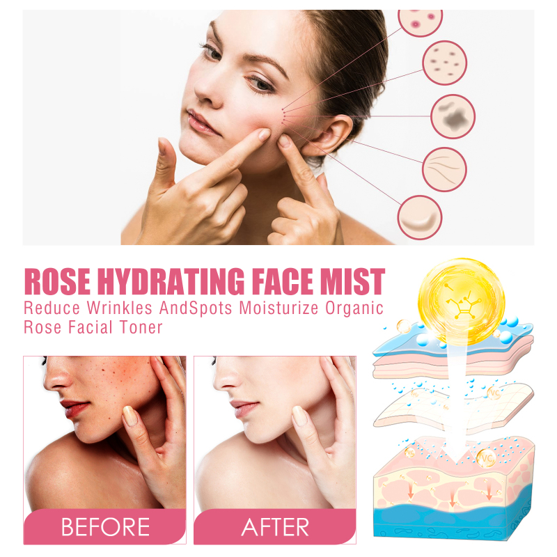 Jaysuing Rose Face Toner, Hydrating Refreshing Oil Control Fade Spots Toner - Image 3