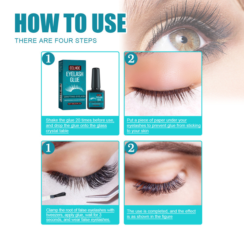 EELHOE Eyelash Glue, False Eyelashes Naturally Curling Grafting Eyelash Glue - Image 6