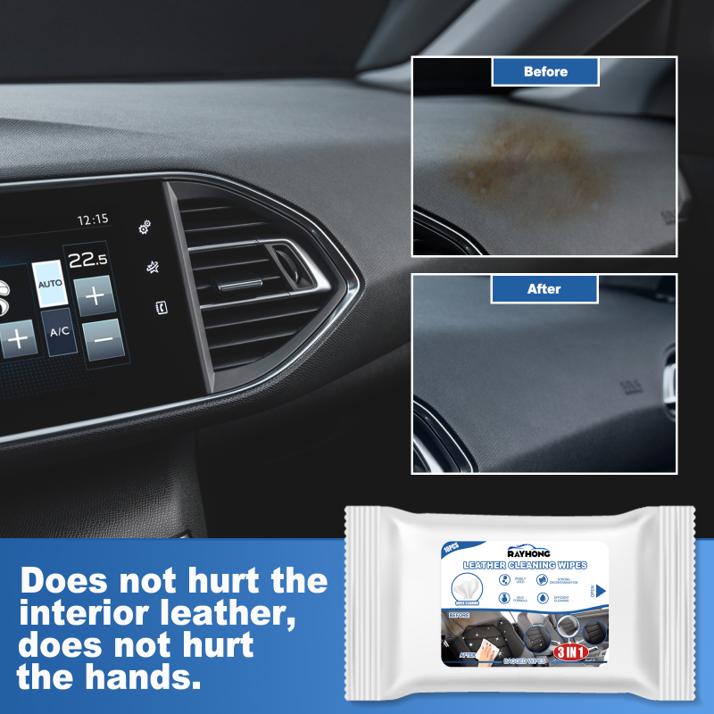 Rayhong 3in1 Car Leather Cleaning Wipes, Seat Interior Cleaning Wipes Wash And Decontaminate Without Water - Image 2