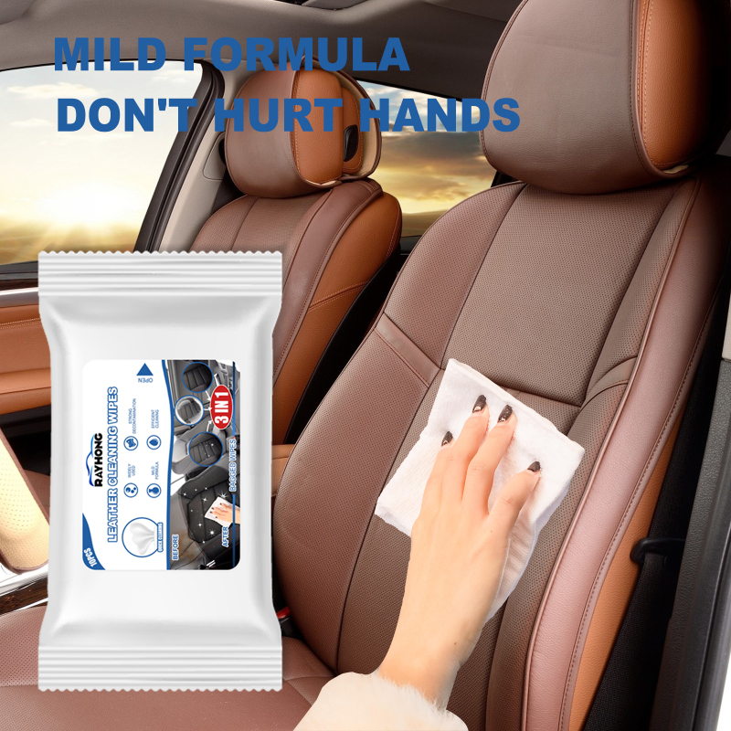 Rayhong 3in1 Car Leather Cleaning Wipes, Seat Interior Cleaning Wipes Wash And Decontaminate Without Water - Image 3