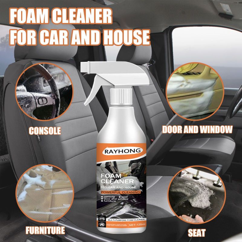 Rayhong Multi-Functional Foam Cleaner For Cars (120ml Set) - A Stain Cleaner For Car Steering Wheels And Plastic Fabric Seats - Image 3