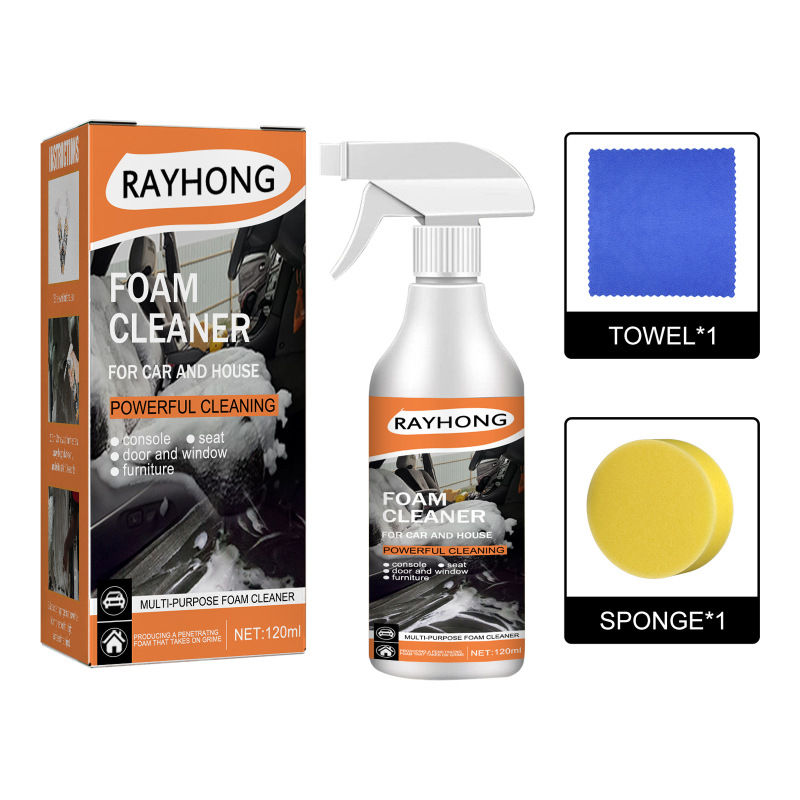 Rayhong Multi-Functional Foam Cleaner For Cars (120ml Set) - A Stain Cleaner For Car Steering Wheels And Plastic Fabric Seats
