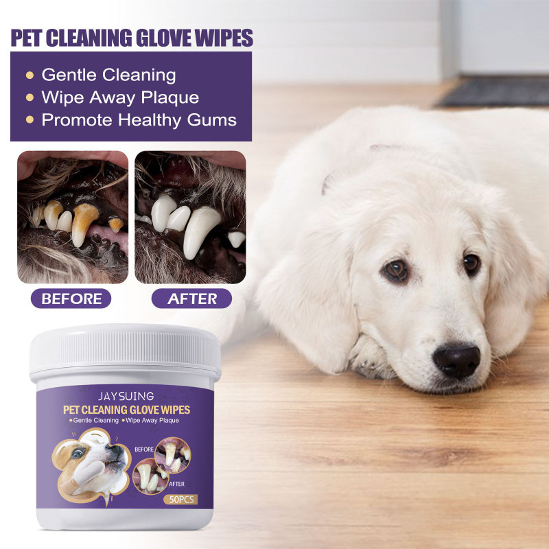JAYSUING Pet Cleaning Glove Wipes, Pet Gum Care Gently Clean Dental Tartar Odor - Image 2