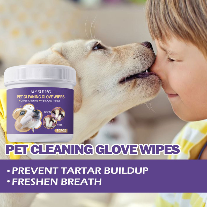 JAYSUING Pet Cleaning Glove Wipes, Pet Gum Care Gently Clean Dental Tartar Odor - Image 3