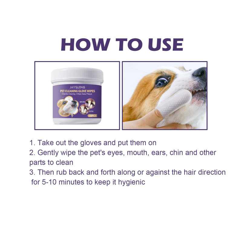 JAYSUING Pet Cleaning Glove Wipes, Pet Gum Care Gently Clean Dental Tartar Odor - Image 6
