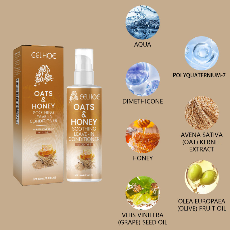 EELHOE Oat And Honey Leave-In Conditioner, Improve Frizz, Moisturize And Repair Hair, Smooth And Shiny - Image 5