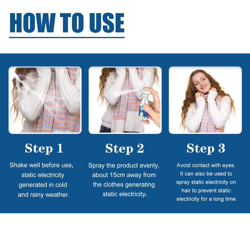 Jue-Fish Antistatic Spray, Household Clothing Quilts Remove Static Electricity Long-Lasting Down Jacket Hair Spray - Image 6