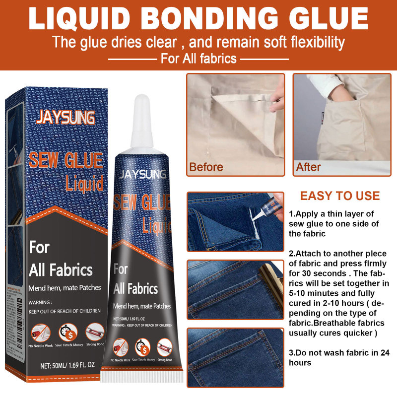 Jaysuing Fabric Sewing Glue, Sewing Fabric Glue Sofa Car Cushion Clothing Glue Fabric Glue - Image 6