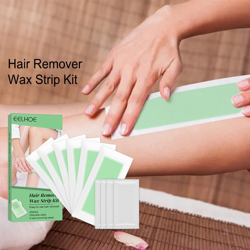 EELHOE Hair Remove Wax Strips, Gentle Portable Fast Clean Tear Hair Removal Smooth Wax Strips - Image 2