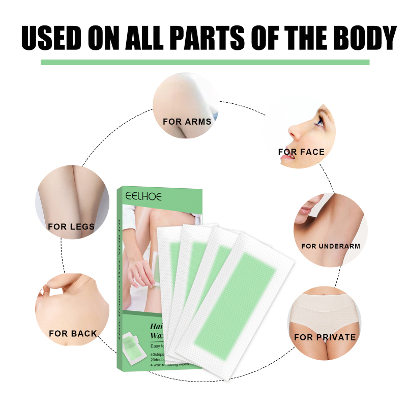 EELHOE Hair Remove Wax Strips, Gentle Portable Fast Clean Tear Hair Removal Smooth Wax Strips - Image 3