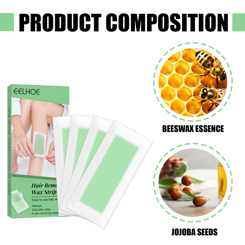 EELHOE Hair Remove Wax Strips, Gentle Portable Fast Clean Tear Hair Removal Smooth Wax Strips - Image 5