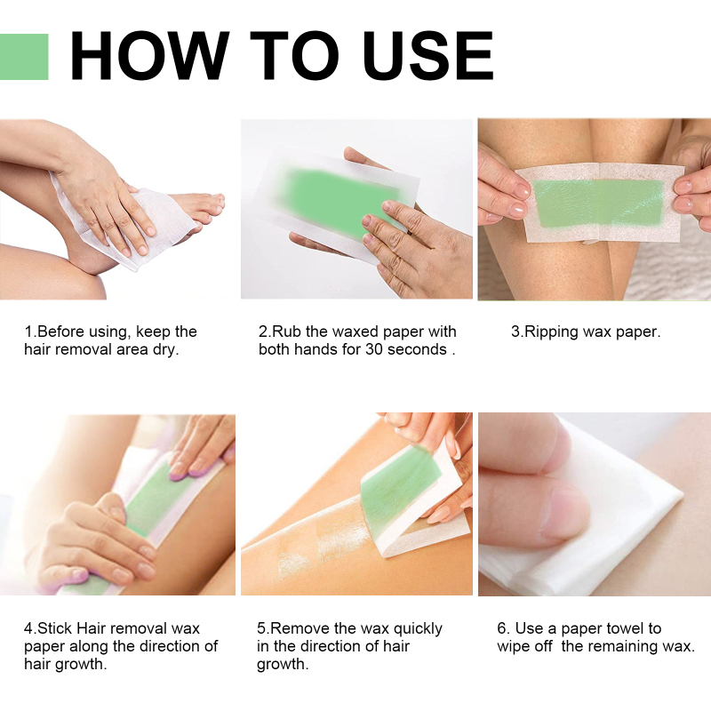 EELHOE Hair Remove Wax Strips, Gentle Portable Fast Clean Tear Hair Removal Smooth Wax Strips - Image 6