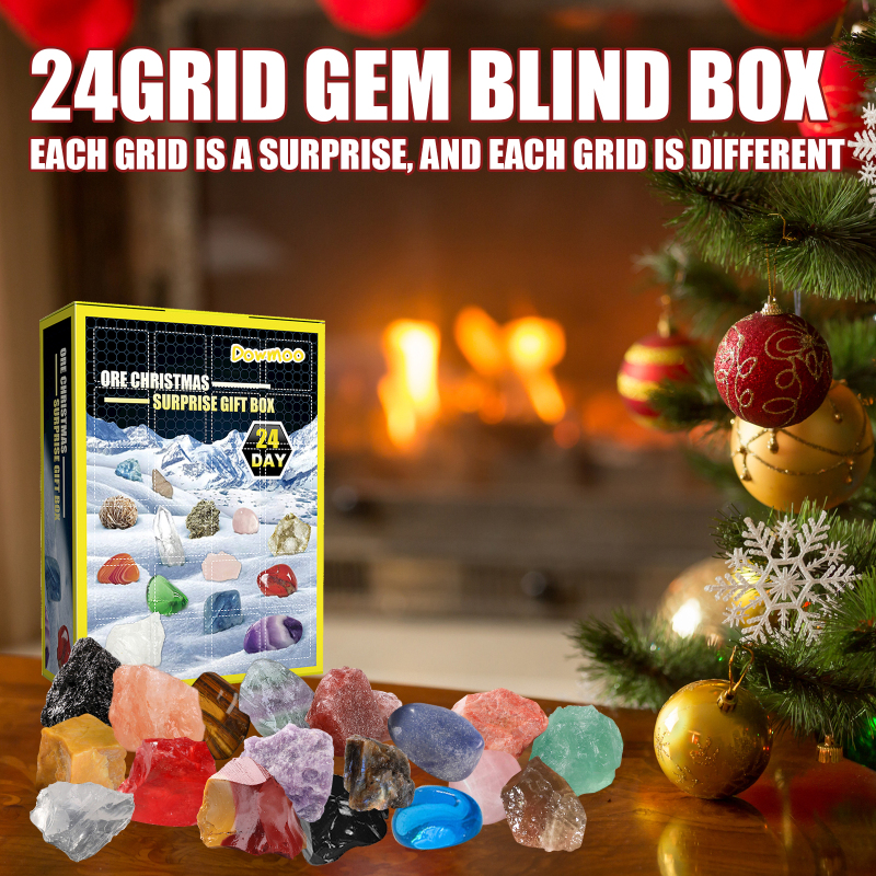 Dowmoo 24 Grille Ore Blind Box, Christmas 24 Days Multi-Colored Ore Toy Gift Box - Image 2