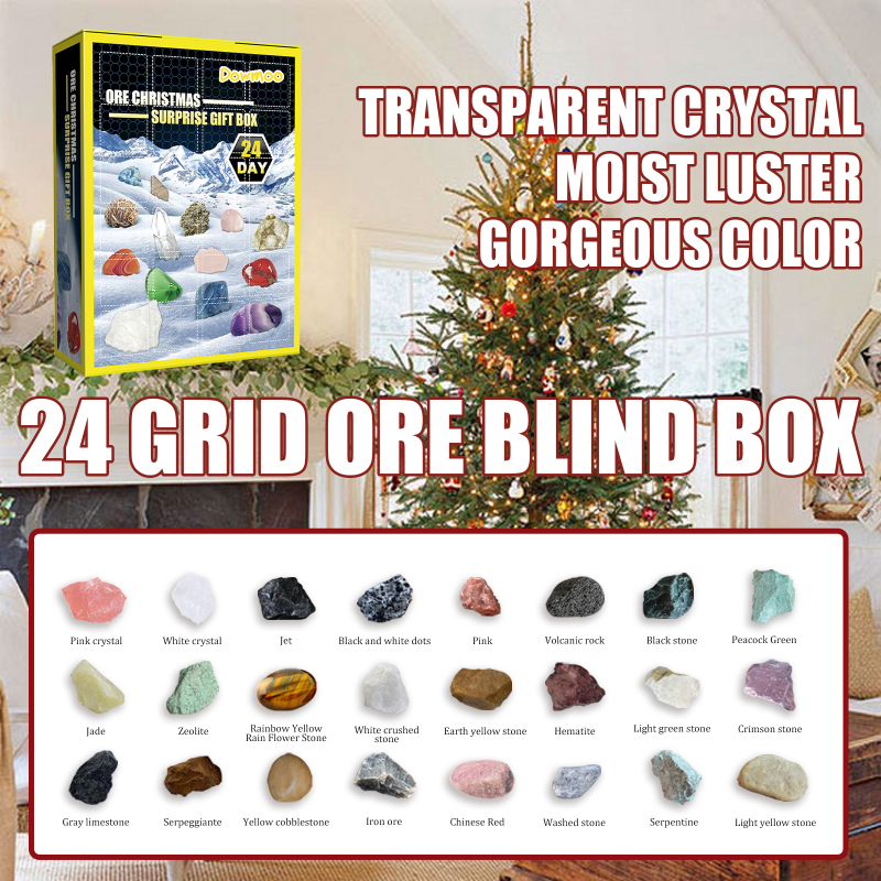 Dowmoo 24 Grille Ore Blind Box, Christmas 24 Days Multi-Colored Ore Toy Gift Box - Image 5