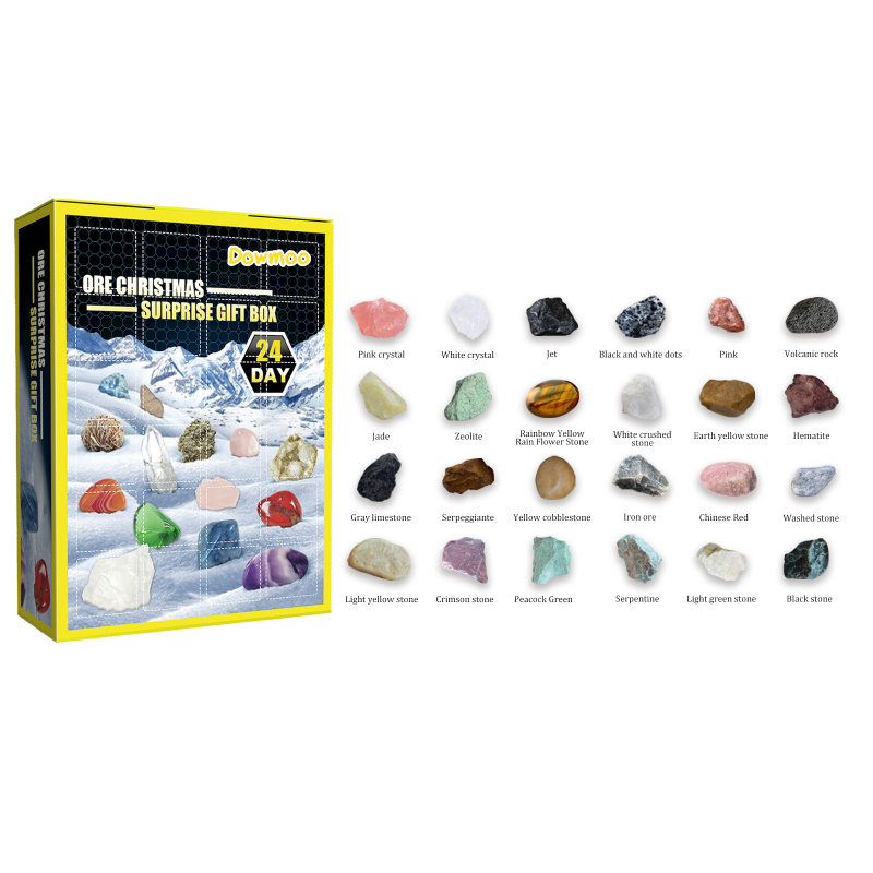Dowmoo 24 Grille Ore Blind Box, Christmas 24 Days Multi-Colored Ore Toy Gift Box