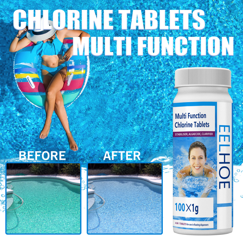EELHOE Pool Effervescent Chlorine Tablets, Water Quality Cleaner Remove Algae And Green Water Decontamination Effervescent Tablets - Image 2
